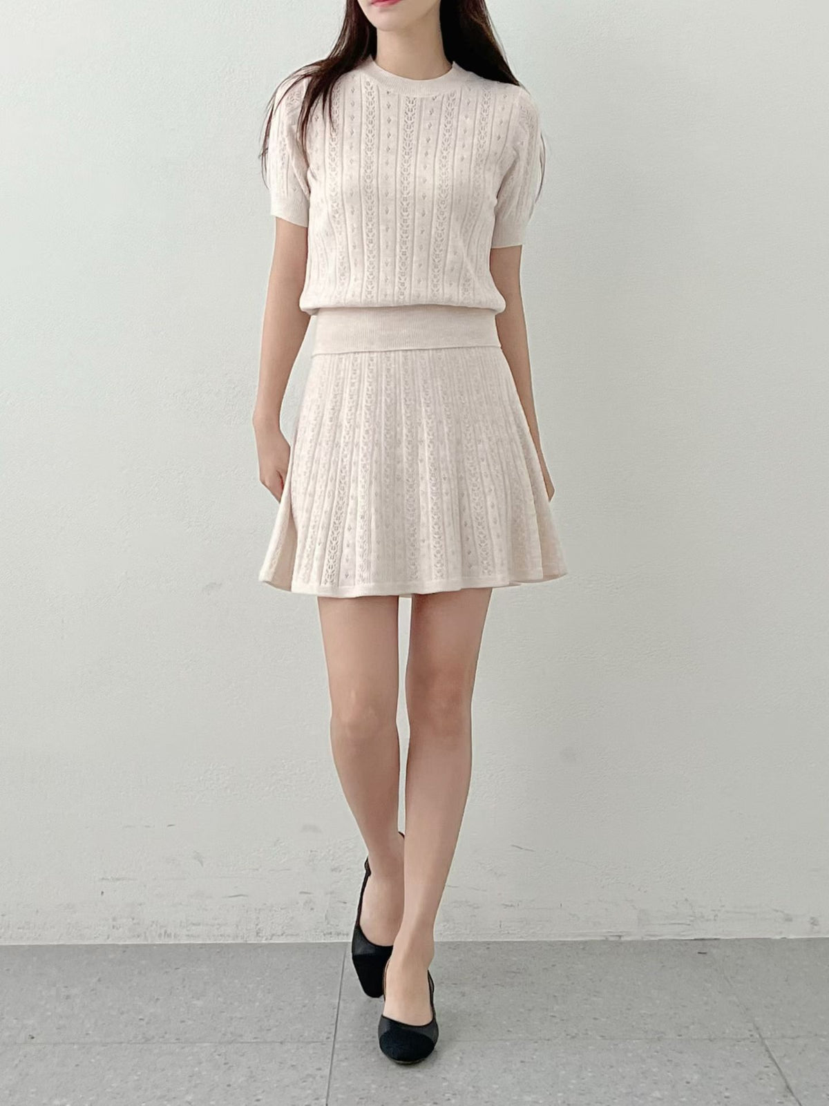 NK237 針織通花短裙套裝