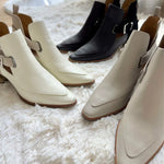 NE814 LEATHER LAB POINTED MARBLE-HEEL ANKLE BOOTS