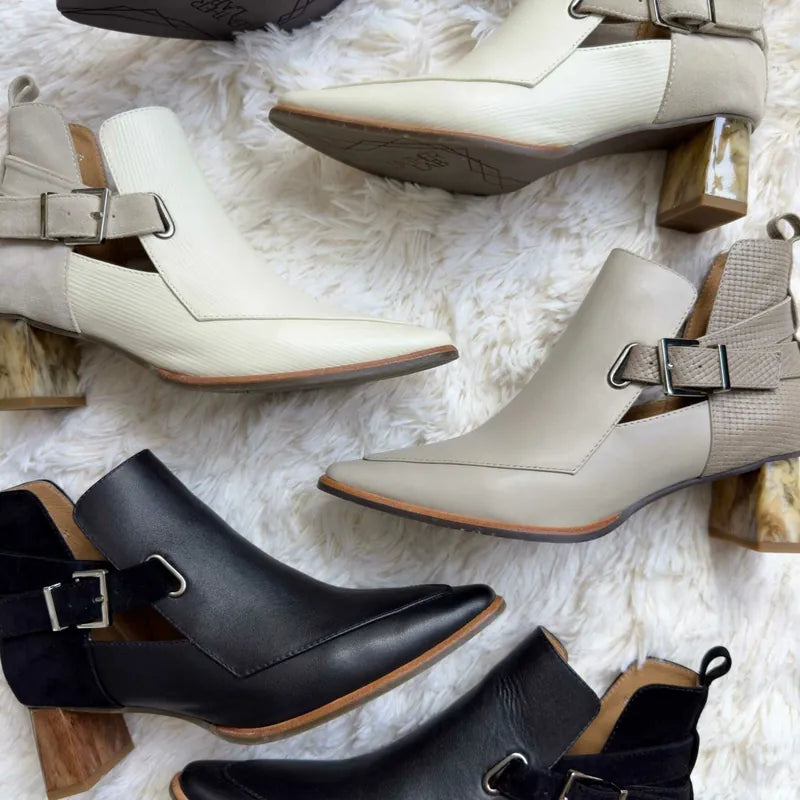 NE814 LEATHER LAB POINTED MARBLE-HEEL ANKLE BOOTS