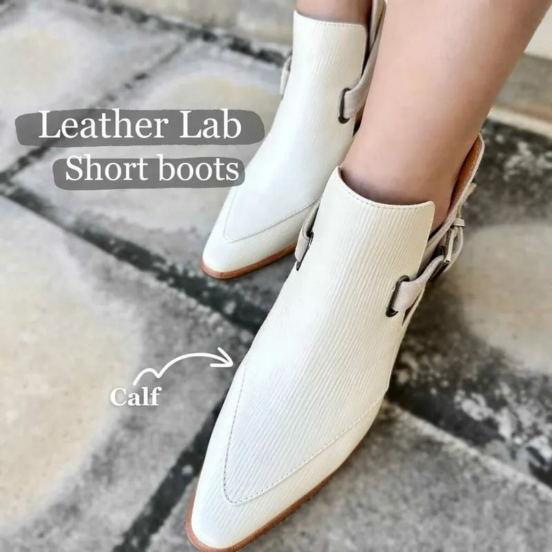 NE814 LEATHER LAB POINTED MARBLE-HEEL ANKLE BOOTS