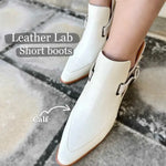 NE814 LEATHER LAB POINTED MARBLE-HEEL ANKLE BOOTS