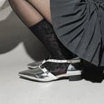 NH188 LEATHER LAB MELANTHA POINTED TOE METAL PIERCE PUMPS