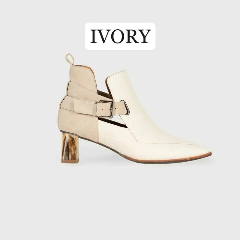 NE814 LEATHER LAB POINTED MARBLE-HEEL ANKLE BOOTS