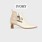 NE814 LEATHER LAB POINTED MARBLE-HEEL ANKLE BOOTS