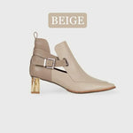 NE814 LEATHER LAB POINTED MARBLE-HEEL ANKLE BOOTS