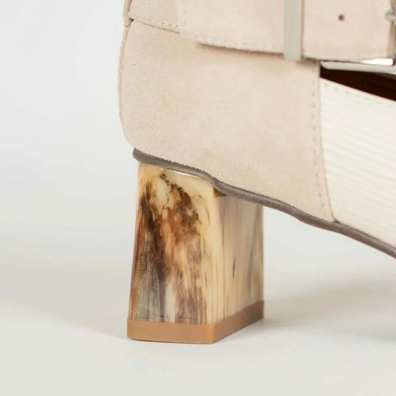 NE814 LEATHER LAB POINTED MARBLE-HEEL ANKLE BOOTS