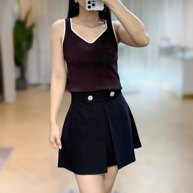NH480 melon collar ice silk knitted vest