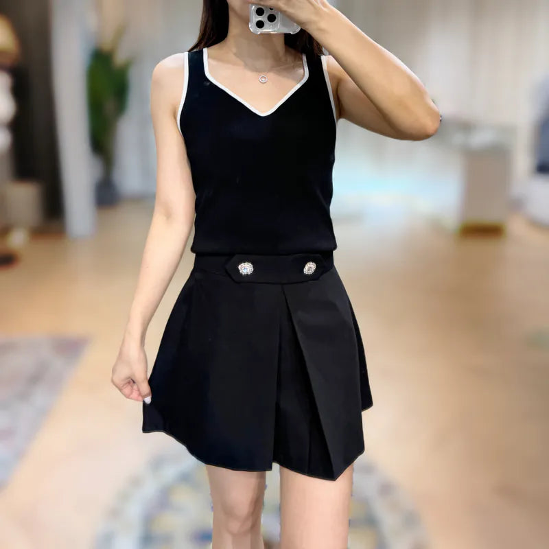 NH480 melon collar ice silk knitted vest