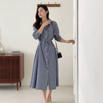 NH191 striped shirt dress