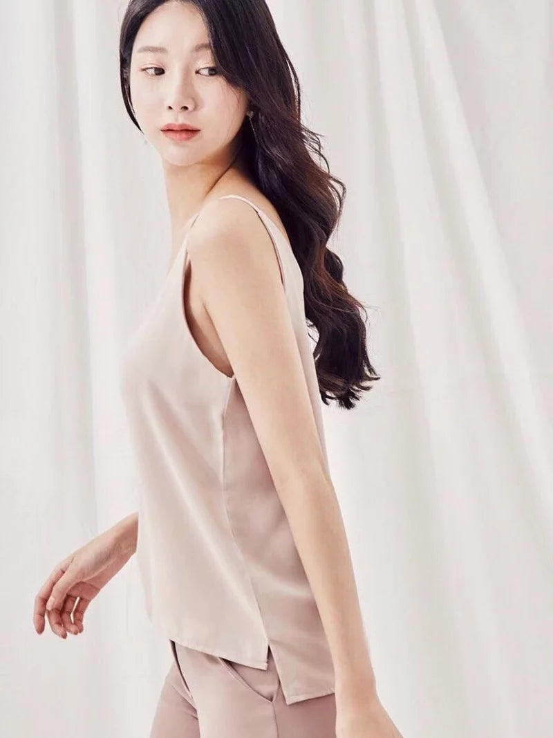 V-neck smooth chiffon suspender belt (ND607)