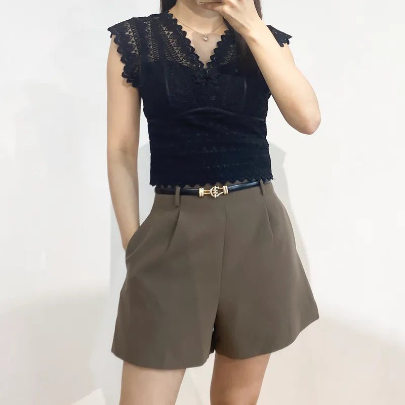 NH345 gold button suit shorts