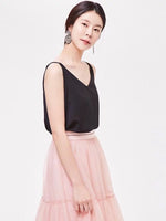 V-neck smooth chiffon suspender belt (ND607)