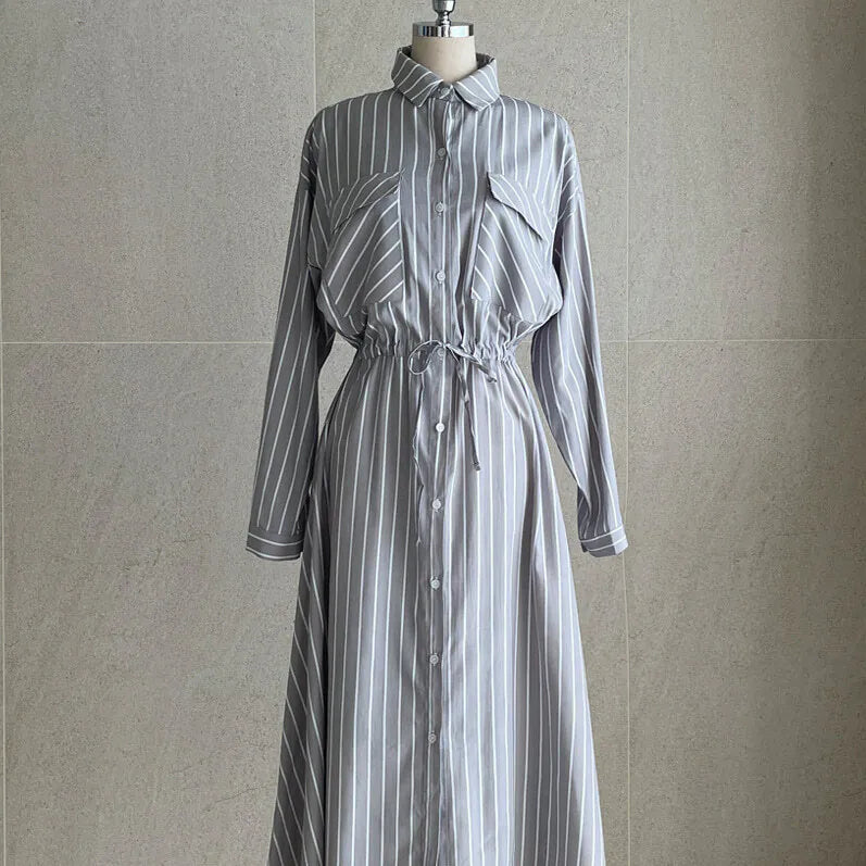 NH191 striped shirt dress