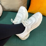 NE813 Leather Lab carved surface sneakers