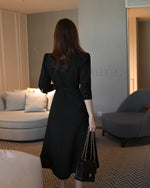 ND440 Tweed jacket style dress with belt