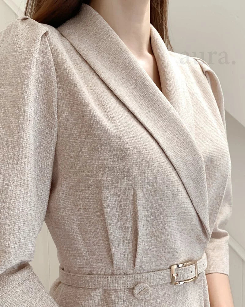 ND440 Tweed jacket style dress with belt