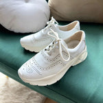 NE813 Leather Lab carved surface sneakers