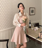 NH095 fake two piece patchwork dress