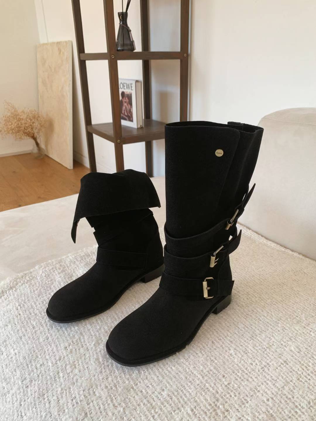 NK406 皮帶扣圓頭騎士靴