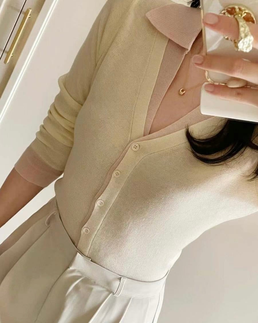 NH987 假兩件針織上衣