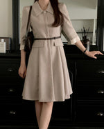 NH989 百摺袖修身連身裙