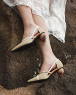 NH534 LEATHER LAB ATHENA 𖠁 CROSS STRAP GROUND HIGH HEEL PUMPS