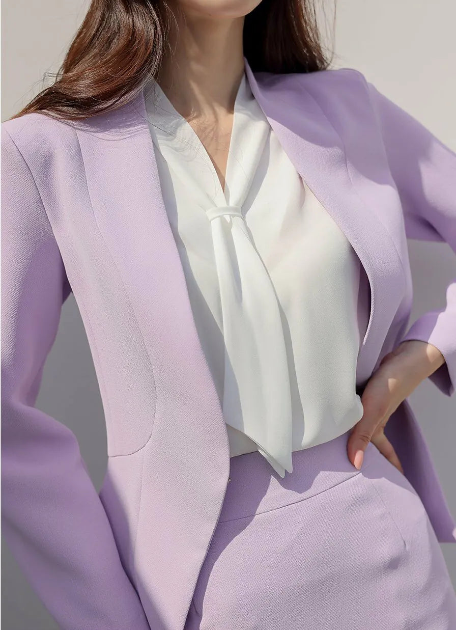 NH159 soft color double layer ruffle blazer