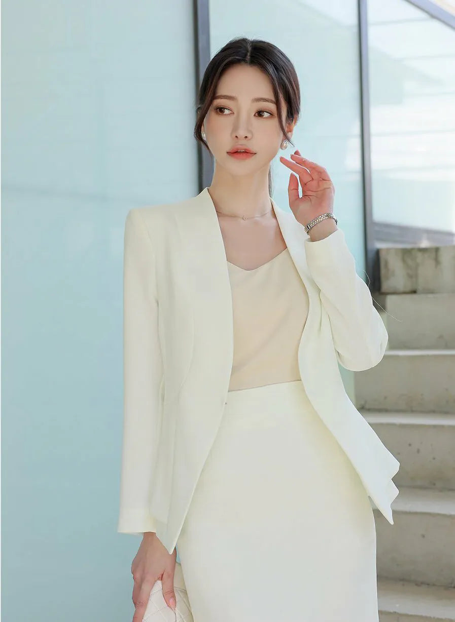 NH159 soft color double layer ruffle blazer