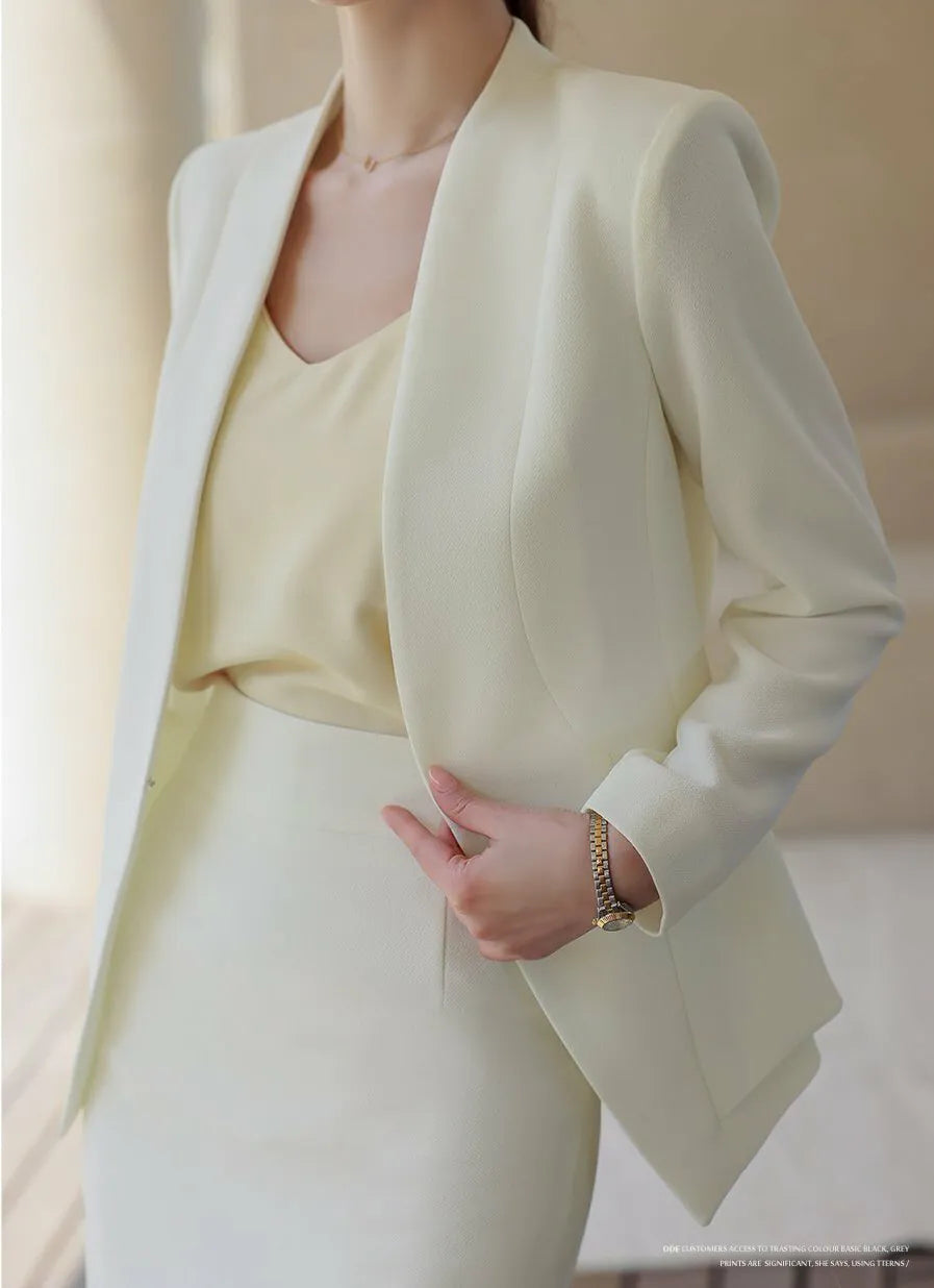 NH159 soft color double layer ruffle blazer