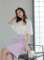 NH159 soft color double layer ruffle blazer