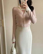 NH987 假兩件針織上衣