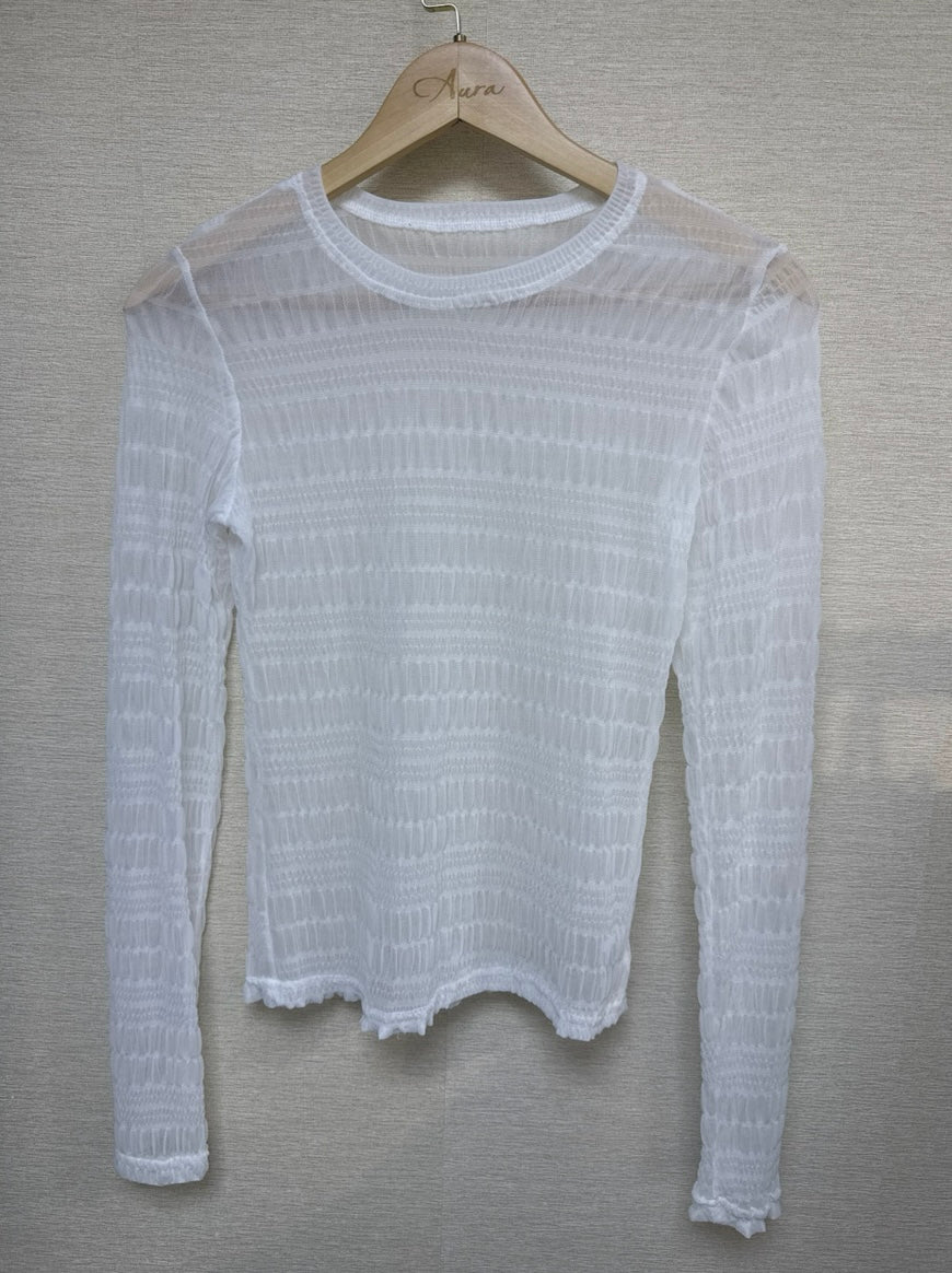 NK391 圓領百摺 Lace上衣