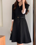 NH989 百摺袖修身連身裙