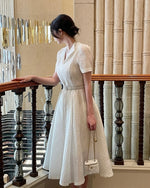 NK062 特色布料V領連身帖