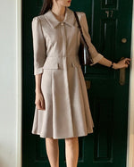 NH989 百摺袖修身連身裙