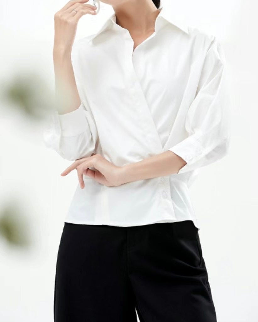 NH285 slim waist straight shirt