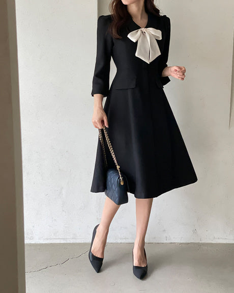 NK014 蝴蝶結修身連身裙