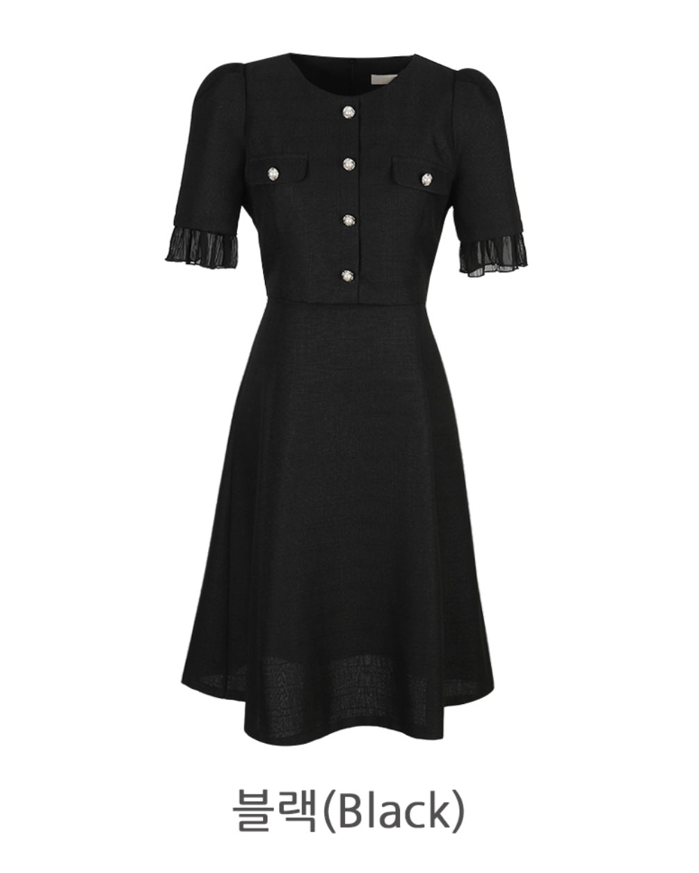 NK161 百摺衣袖小香風修身連身裙