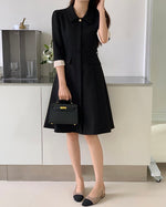 NH989 百摺袖修身連身裙