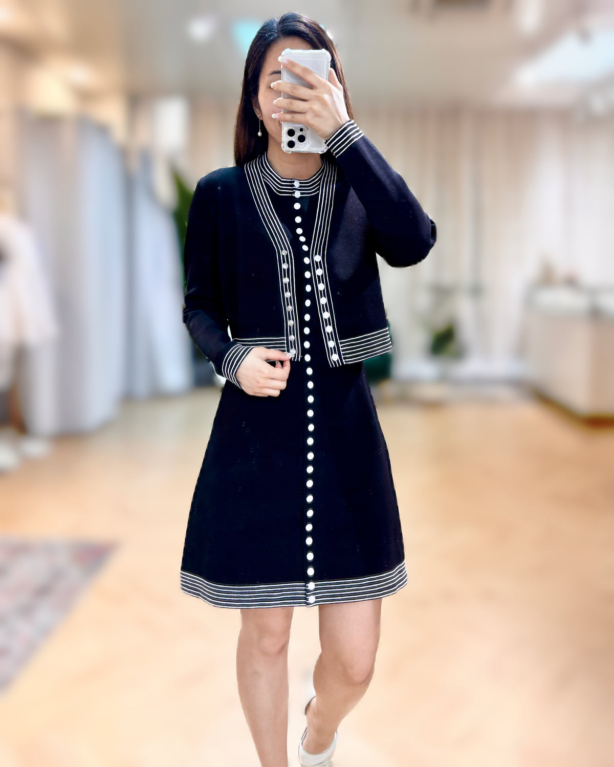 NK040 拼色高密冰絲針織連身裙