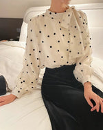 NH899 小波點蝴蝶結上衣