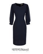 NH994A 雙層雪紡衣袖修身連身裙