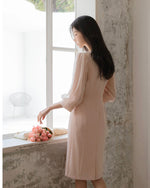 NH994A 雙層雪紡衣袖修身連身裙