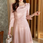 NH971 蝴蝶結假兩件連身裙