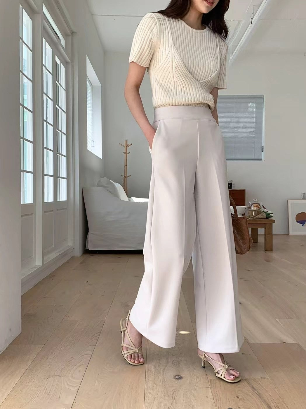 NK058 修肚闊腳西褲