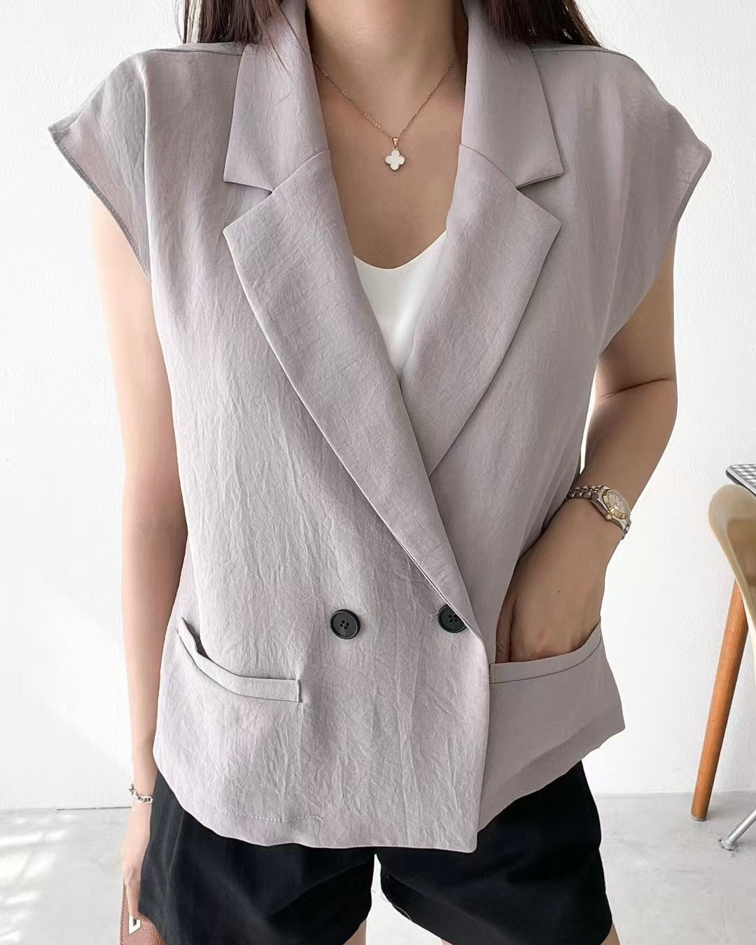 NK051 西裝領背心薄外套