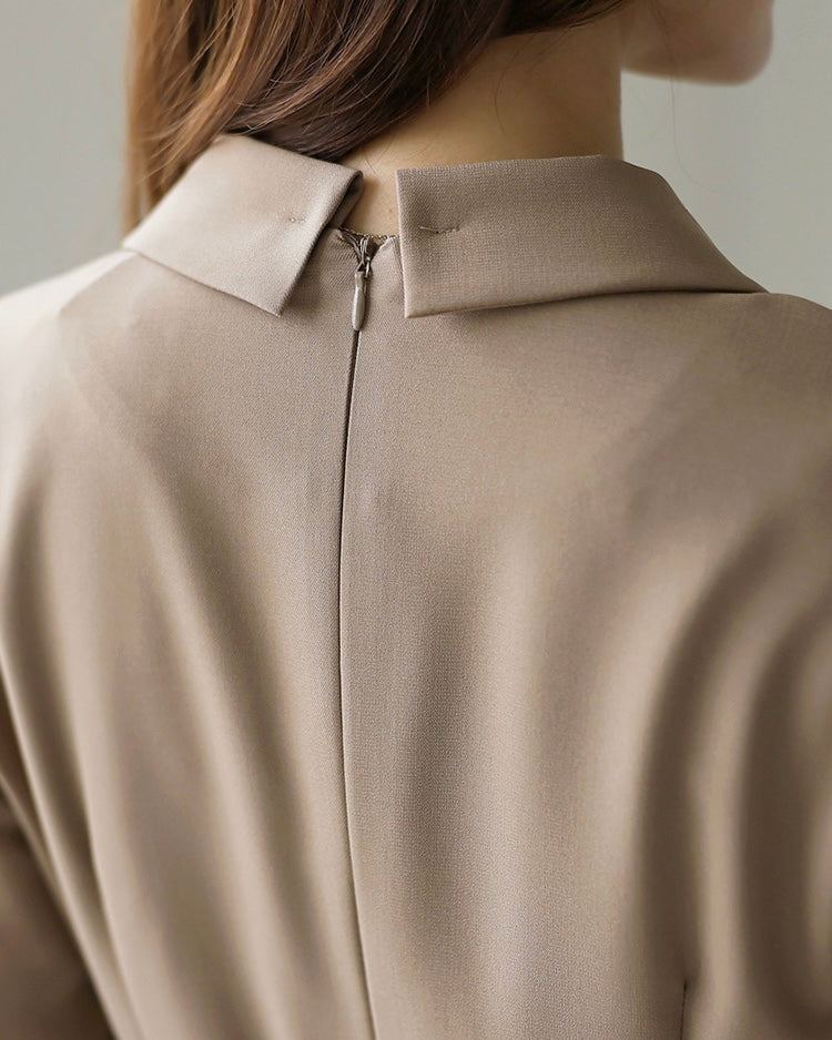 NH999 西裝領Ruffle裙擺連身裙