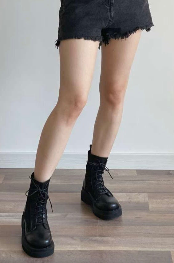 NK309 內增高綁帶軍Boot