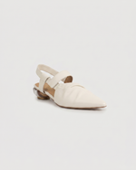 NH629 LEATHER LAB Cleo・Pointed Crepe Draped Marble Heel Slingback