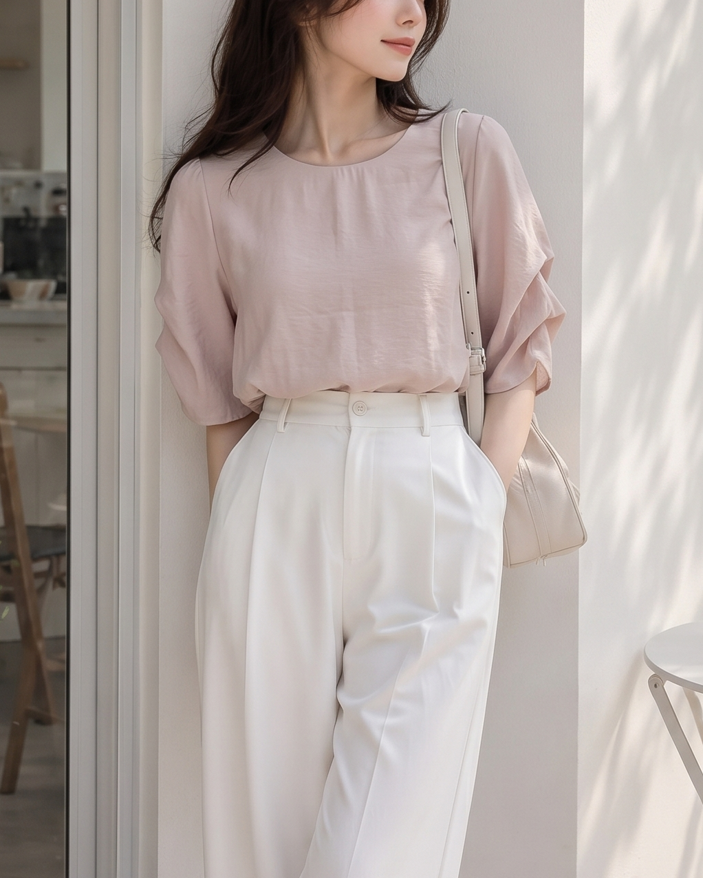 NK702 圓領立體泡泡袖輕薄上衣
